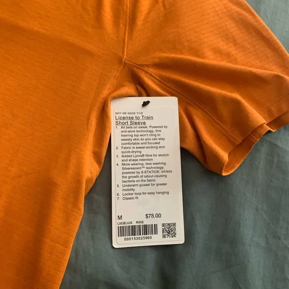 Lululemon License to Train Short Sleeve Orange Shirt Exercise Train - Picture 4 of 6